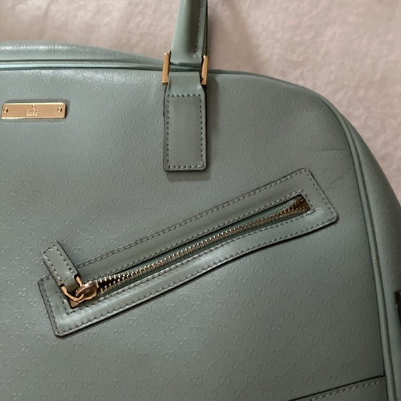 GUCCI HAND BAG LEATHER BABY BLUE MINI LOGO 002- 1115 . - Picture 11 of 16